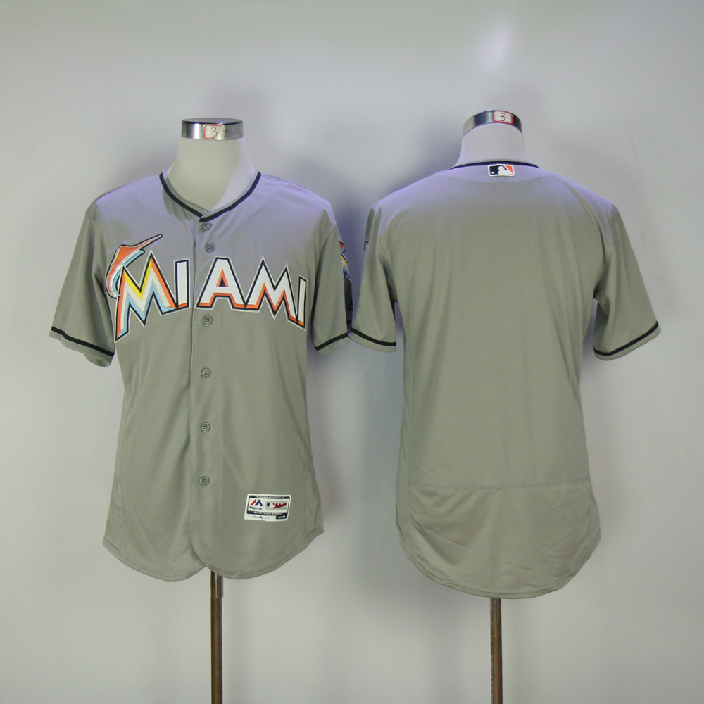 Men Miami Marlins Blank Grey MLB Jerseys